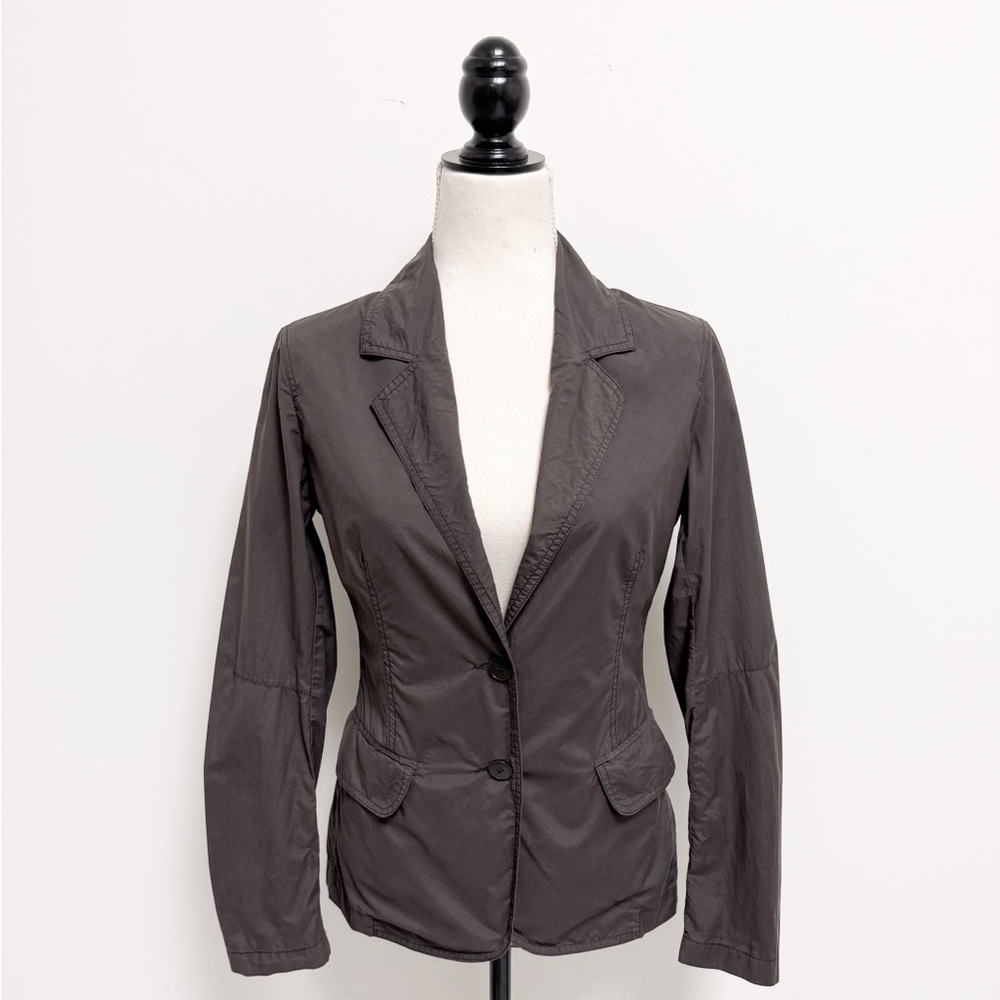 M0851 Brown Deep Purple Lightweight 2 Button Crinkled Short Blazer XS